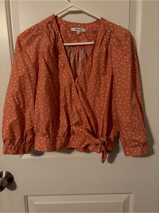 Madewell Tops - Madewell Rust-Orange Star Print Tie-Waist Blouse